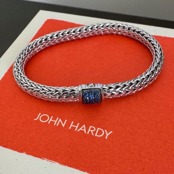 John Hardy Women's Classic Chain  6.5mm Icon Bracelet Sapphire Blue Gemstones - Picture 5 of 15